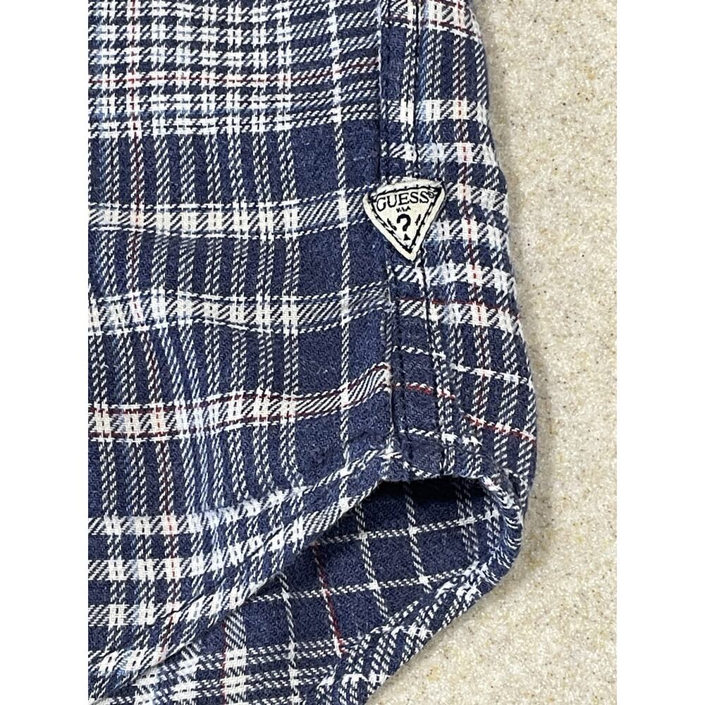 Guess LA 1981 -Blue Plaid Flannel Pearl Snap Button Up Shirt Women’s Sz Medium - Picture 7 of 16